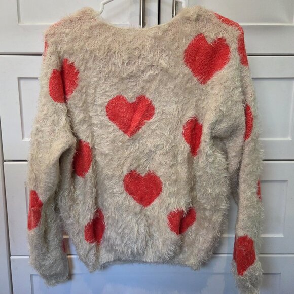 Vintage Morning Apple Fuzzy Sweater w/ Hearts - Picture 2 of 5
